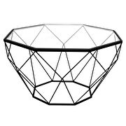 Malibu (Black) Tempered glass top and geometric black metal base coffee table