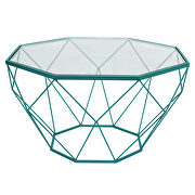 Malibu (Blue) Tempered glass top and geometric blue metal base coffee table