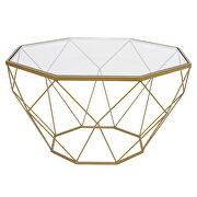 Malibu (Gold) Tempered glass top and geometric gold metal base coffee table