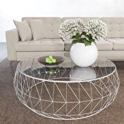 Tempered glass top and white metal base coffee table main photo