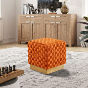 Orange marmalade velvet modern square ottoman main photo