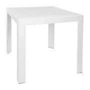 Mace (White) White finish weave design outdoor side table