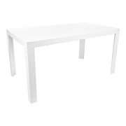 White finish weave design outdoor dining table main photo