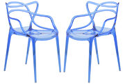 Milan (Blue) Blue high-quality plastic futuristic design chair/ set of 2