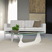 Imperial (White) Tempered glass and white solid European hardwood frame coffee table