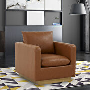 Nervo (Cognac) L Cognac tan leather accent armchair w/ gold frame