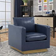 Nervo (Navy Blue) L Navy blue leather accent armchair w/ gold frame