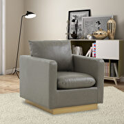 Nervo (Gray) L Gray leather accent armchair w/ gold frame