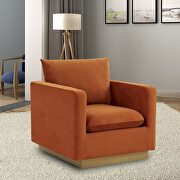 Nervo (Orange) Orange velvet accent armchair w/ gold frame