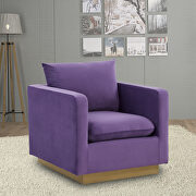 Purple velvet accent armchair w/ gold frame main photo