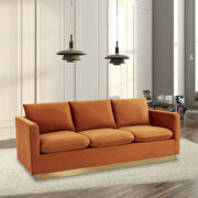 Nervo (Orange) Modern style upholstered orange marmalade velvet sofa with gold frame