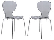 Oyster (Black) Transparent black high-quality plastic seat and sturdy chrome base dining chair/ set of 2