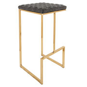 Quincy (Gray) II Gray quilted stitched leather bar stools with gold metal frame