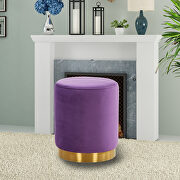 Purple sumptuous velvet upholstery modern round ottoman main photo