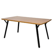 Modern rectangular wood dining table with metal y-shaped joint legs main photo