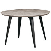 Sunbleached gray modern round wood dining table with metal legs main photo