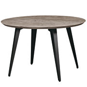Weathered oak round wooden top modern dining table main photo
