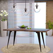 Revanna (Dark Brown) R Dark brown rectangular wooden top modern dining table
