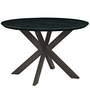 Ebony round wooden top and metal base dining table main photo