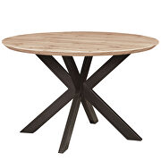Maple round wooden top and metal base dining table main photo