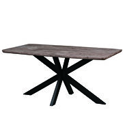 Rustic gray rectangular wooden top and metal base dining table main photo