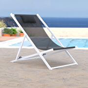 Black finish sunset outdoor sling lounge chair with headrest cushion main photo