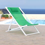 Green finish sunset outdoor sling lounge chair with headrest cushion main photo