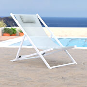 Gray finish sunset outdoor sling lounge chair with headrest cushion main photo