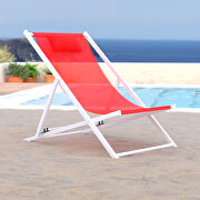 Red finish sunset outdoor sling lounge chair with headrest cushion main photo