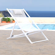 White finish sunset outdoor sling lounge chair with headrest cushion main photo