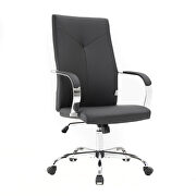 Modern high-back leather office chair in black main photo
