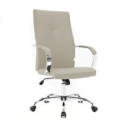 Modern high-back leather office chair in tan main photo