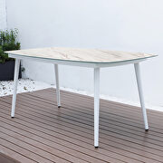 White finish marble top outdoor patio modern dining table main photo