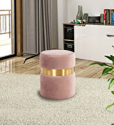 Pink velvet modern round ottoman main photo