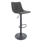 Charcoal black modern adjustable bar stool with footrest & 360-degree swivel main photo