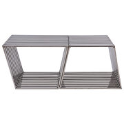Modern stainless steel trapezium bench, set of 2 main photo