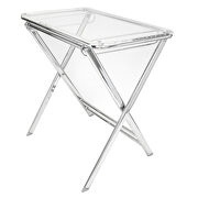 Victorian (Clear) Clear acrylic top and chrome base x/cross legs side table
