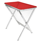 Red acrylic top and chrome base x/cross legs side table main photo