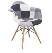 Willow (Patchwork) II Patchwork polyester/ ash wood contemporary chair