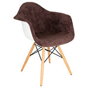 Coffee brown velvet/ ash wood contemporary chair main photo