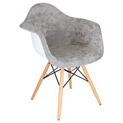 Cloudy gray velvet/ ash wood contemporary chair main photo