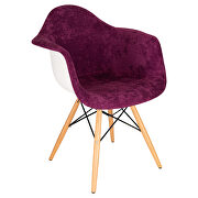 Purple velvet/ ash wood contemporary chair main photo