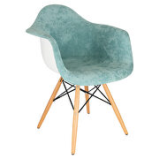 Teal velvet/ ash wood contemporary chair main photo