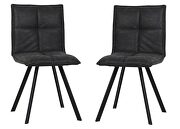 Charcoal leather dining chair with sturdy metal legs/ set of 2 main photo