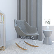 Gray polyester/ ash wood legs rocking chair main photo