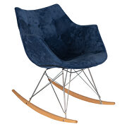 Navy blue velvet / ash wood legs rocking chair main photo