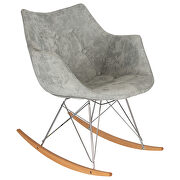 French silver velvet / ash wood legs rocking chair main photo