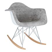 Wilson (Cloudy Gray) Cloudy gray velvet eiffel base rocking chair
