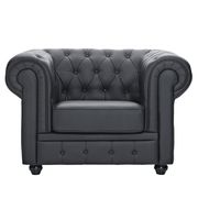 Rolled arms tufted leather match chair main photo