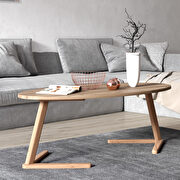 Elliptical coffee table in natural finish main photo